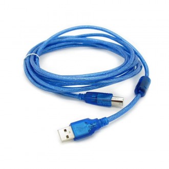 Кабель USB 2.0 RITAR AM/BM, 5.0m, 1 феррит, прозрачный синий. Днепр. фото 1 Кабель USB 2.0 RITAR AM/BM, 5.0m, 1 феррит, прозрачный синий. Днепр. фото 1
