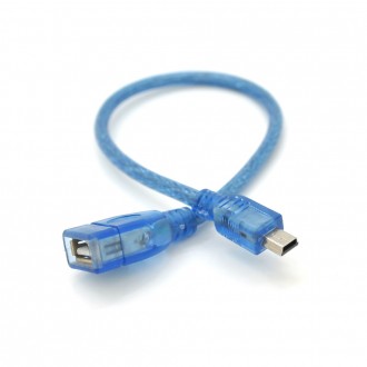 Кабель USB 2.0 AF/Mini-B OTG, 0.3m, прозорий синій. Днепр. фото 1 Кабель USB 2.0 AF/Mini-B OTG, 0.3m, прозорий синій. Днепр. фото 1