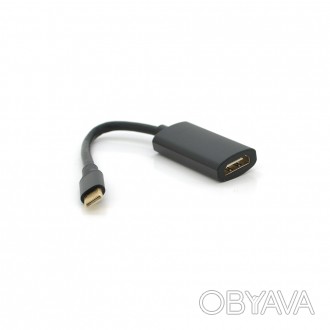 Конвертер Type-C (тато)/HDMI (мама), 15 cm, круглий, Black-gray. . фото 1