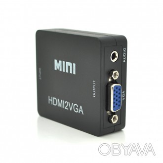 Конвертер Mini, HDMI to VGA, ВХІД HDMI(мама) на ВИХІД VGA(мама), 720P/1080P, Bla. . фото 1