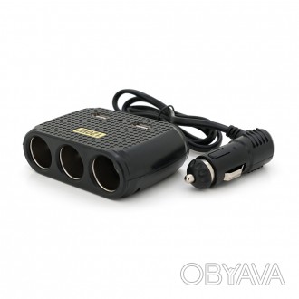 АЗУ разветвитель Olesson 1512, 12V-3*12V+2*USB, Black, Blister. . фото 1