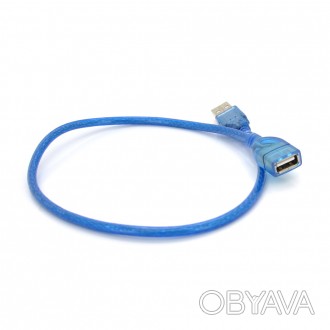 Удлинитель USB 2.0 AM/AF, 0.5m, прозрачный синий Q500. . фото 1