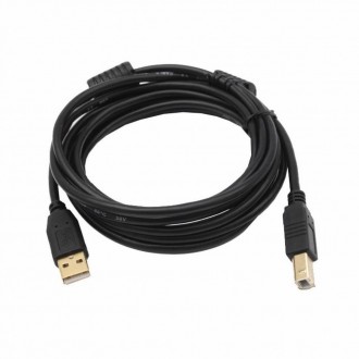 Кабель USB 2.0 AM/BM, 3.0m, 1 ферит, Black, Пакет Q200. Дніпро. фото 1 Кабель USB 2.0 AM/BM, 3.0m, 1 ферит, Black, Пакет Q200. Дніпро. фото 1