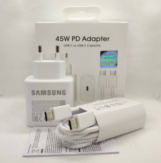 Комплект: Блок швидкого заряджання Samsung 45w PD3.0 (EP-TA845) БІЛОГО кольору з. . фото 3