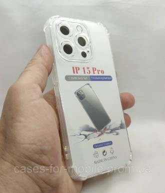 Прозрачный силиконовый чехол, бампер для iPhone 15 PRO усиленные углы. Хмельницкий. фото 1