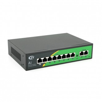 POE-комутатор JY-1010B 8 POE 10/100 + 2 RJ45 10/100 + вбудований блок живлення 52 V 2.3 A. Дніпро. фото 1 POE-комутатор JY-1010B 8 POE 10/100 + 2 RJ45 10/100 + вбудований блок живлення 52 V 2.3 A. Дніпро. фото 1