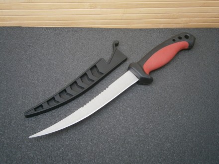 Ніж рибальський Щука в ножнах червоно - чорний 29 см. Бершадь. фото 1