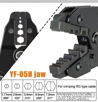 Пресс-клещи кримпер YF-05H + 4 матрицы + инструмент для зачистки кабеля + чехол,. . фото 5