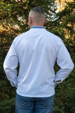 Чоловіча лляна вишиванка біла із синьо-блакитною вишивкою &mdash; стиль і традиції!
Чо. . фото 6