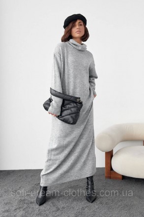В'язана сукня oversize з високою горловиною - сірий цвет, M (є розміри). Миколаїв. фото 1 В'язана сукня oversize з високою горловиною - сірий цвет, M (є розміри). Миколаїв. фото 1