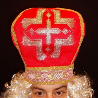 Митра Св. Миколая класична, канонічна. Шапка, головний убор, висока 35 см ЧЕРВОНА. Київ. фото 1 Митра Св. Миколая класична, канонічна. Шапка, головний убор, висока 35 см ЧЕРВОНА. Київ. фото 1