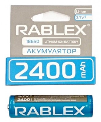 Аккумулятор Rablex 18650 Li-ion 2400mAh с ЗАЩИТОЙ 3.7V. Одесса. фото 1 Аккумулятор Rablex 18650 Li-ion 2400mAh с ЗАЩИТОЙ 3.7V. Одесса. фото 1