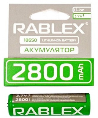 Аккумулятор Rablex 18650 Li-ion 2800mAh Li-ION 3.7v. Одесса. фото 1 Аккумулятор Rablex 18650 Li-ion 2800mAh Li-ION 3.7v. Одесса. фото 1