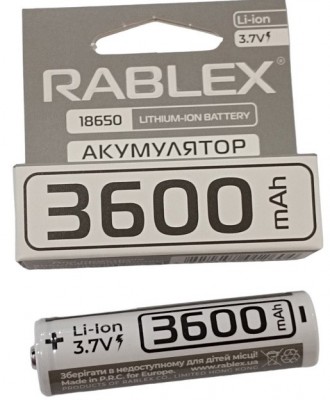 Аккумулятор Rablex 18650 Li-ion 3600mAh Li-ION 3.7v. Одесса. фото 1 Аккумулятор Rablex 18650 Li-ion 3600mAh Li-ION 3.7v. Одесса. фото 1