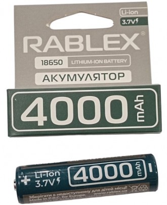 Аккумулятор Rablex 18650 Li-ion 4000mAh Li-ION 3.7v. Одесса. фото 1 Аккумулятор Rablex 18650 Li-ion 4000mAh Li-ION 3.7v. Одесса. фото 1