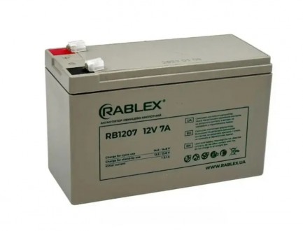 Аккумуляторная батарея Rablex 12V 7Ah (RB1207), свинцово-кислотная (SLA). Одесса. фото 1 Аккумуляторная батарея Rablex 12V 7Ah (RB1207), свинцово-кислотная (SLA). Одесса. фото 1