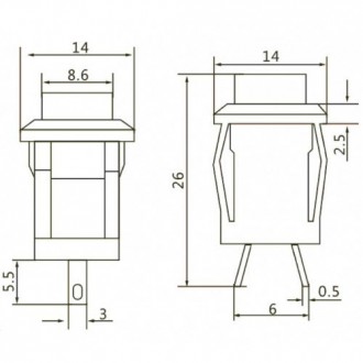 Кнопка Daier DS-430 RD, ON-(OFF), 2pin, 1A 250V - упаковка 20 шт
Кнопка Daier DS. . фото 3