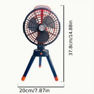 USB-перезарядний світлодіодний кемпінговий вентилятор з коливанням, портативний . . фото 3