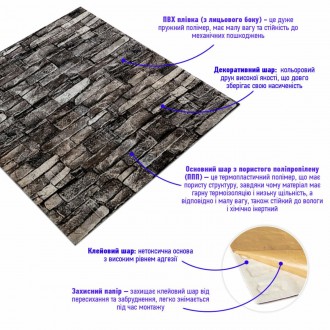 Самоклеящаяся декоративная 3D панель под кирпич серый песчаник 700x770x5мм
Декор. . фото 3