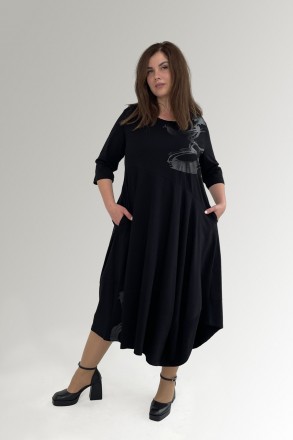 Жіноча сукня HookK Design 029_3_54/56 Чорний 54-56. Суми. фото 1 Жіноча сукня HookK Design 029_3_54/56 Чорний 54-56. Суми. фото 1