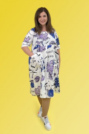 Жіноча сукня HookK Design 038_1_56/58 Біло-Синій 56-58. Суми. фото 1 Жіноча сукня HookK Design 038_1_56/58 Біло-Синій 56-58. Суми. фото 1
