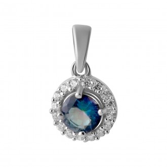 Родированная серебряная подвеска 925 пробы с мистик топазом 0.883ct. Родированны. . фото 2