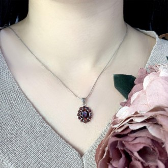 Родированная серебряная подвеска 925 пробы с натуральным гранатом 4.372ct. Родир. . фото 4