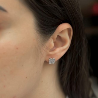 Родированые серебряные серьги 925 пробы с фианитами. Родированные украшения доль. . фото 8