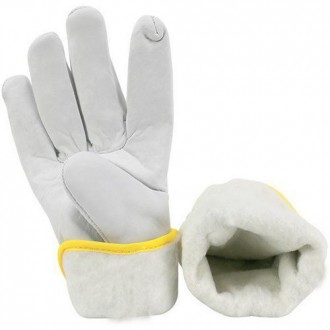 Универсальные зимние рабочие перчатки BDA. L/9. Кожа +мех. Серый. Краги. Хозяйст. Дніпро. фото 1