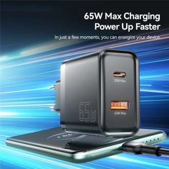 ESSAGER 65W GaN Travel Charger Type-C + Type-A - сетевое зарядное устройство, ра. . фото 5