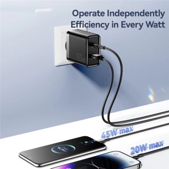 ESSAGER 65W GaN Travel Charger Type-C + Type-A - сетевое зарядное устройство, ра. . фото 6