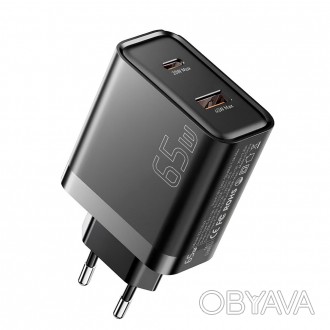 ESSAGER 65W GaN Travel Charger Type-C + Type-A - сетевое зарядное устройство, ра. . фото 1