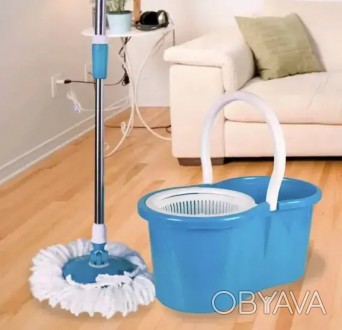 Швабра-лентяйка с турбо отжимом , ведром Spin MOP 360° и круглой насадкойС этой . . фото 1