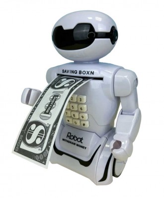 Детская копилка сейф Robot PIGGY BANK с кодовым замком Интерактивная детская игр. . фото 3 Многофункциональный робот умеет ездить, проигрывать музыку,
работать копилкой: ". . фото 3