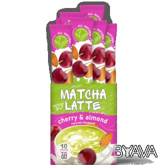 Зеленый чай g'tea! Матча латте вишня и миндаль 10 стиков