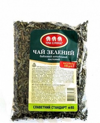 Чай китайский байховый зеленый Три Слона 100 грамм в мягкой упаковке. Запорожье. фото 1 Чай китайский байховый зеленый Три Слона 100 грамм в мягкой упаковке. Запорожье. фото 1
