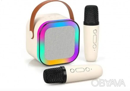 Портативная музыкальная колонка-караоке Colorful Speaker 2 микрофона RGB-свет, б