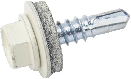 Саморез по металлу с 6-гранным головкой, сверлом и шайбой, 5,5x25 RAL 9003. Дніпро. фото 1 Саморез по металлу с 6-гранным головкой, сверлом и шайбой, 5,5x25 RAL 9003. Дніпро. фото 1