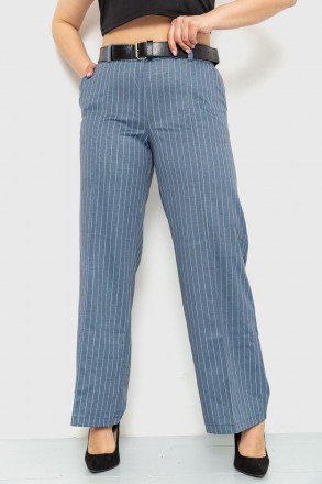 Брюки костюмные женские, в полоску серо-голубого цвета, 102R5079. Ананьев. фото 1 Брюки костюмные женские, в полоску серо-голубого цвета, 102R5079. Ананьев. фото 1