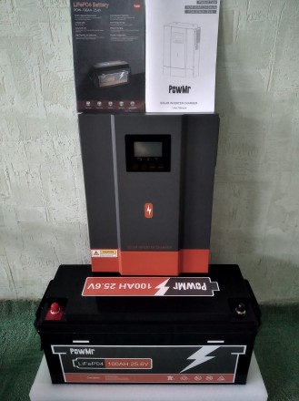 Гібридний інвертор PowMr 3.2kw 24v + LiFePo4 АКБ 25.6V 100Ah. Київ. фото 1 Гібридний інвертор PowMr 3.2kw 24v + LiFePo4 АКБ 25.6V 100Ah. Київ. фото 1