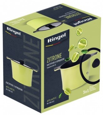 Короткий опис:
Каструля з кришкою RINGEL Zitrone, 24x16.2 см (RG-2108-24/2) Об'є. . фото 6