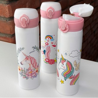 Термос детский 450 мл Стиль Дом Единорог нержавеющая сталь арт. SD2449. Киев. фото 1