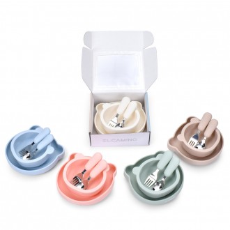 Набір силіконового посуду ME 1174 Mix Bear 4 предм. в кор.(глибока,плоска тарілк. Киев. фото 1