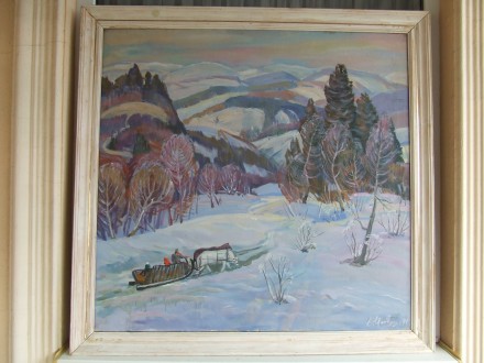 Закарпатская школа. Цибере х.м. раз.117х113 см. 1991 г. Зима в карпатах разных 8. Ужгород. фото 1 Закарпатская школа. Цибере х.м. раз.117х113 см. 1991 г. Зима в карпатах разных 8. Ужгород. фото 1