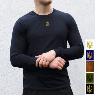 Лонгслів чоловічий з вишитим тризубом чорний. Львов. фото 1 Лонгслів чоловічий з вишитим тризубом чорний. Львов. фото 1