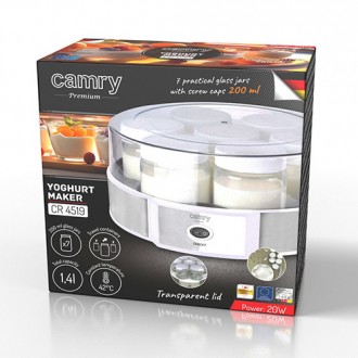 Йогуртниця Camry CR 4519. . фото 9 Йогуртниця Camry CR 4519
Приготуйте корисний та натуральний йогурт, не виходячи . . фото 9