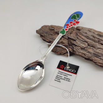 Ложка серебряная детская 925 пробы с эмалью арт. 06100