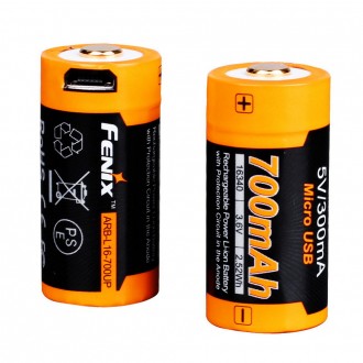 Акумулятор 16340 Fenix 700 UP mAh Li-ion micro usb зарядка. Полтава. фото 1 Акумулятор 16340 Fenix 700 UP mAh Li-ion micro usb зарядка. Полтава. фото 1