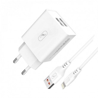 Зарядний пристрій SkyDolphin SC30L (2USB, 2.1A) White (MZP-000112) + кабель Ligh. Киев. фото 1 Зарядний пристрій SkyDolphin SC30L (2USB, 2.1A) White (MZP-000112) + кабель Ligh. Киев. фото 1