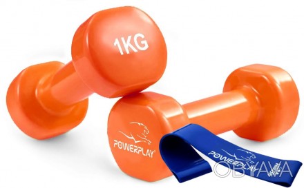 Гантели виниловые PowerPlay 2*1 кг. PP_4103 Оранжевые (2шт. - пара)
